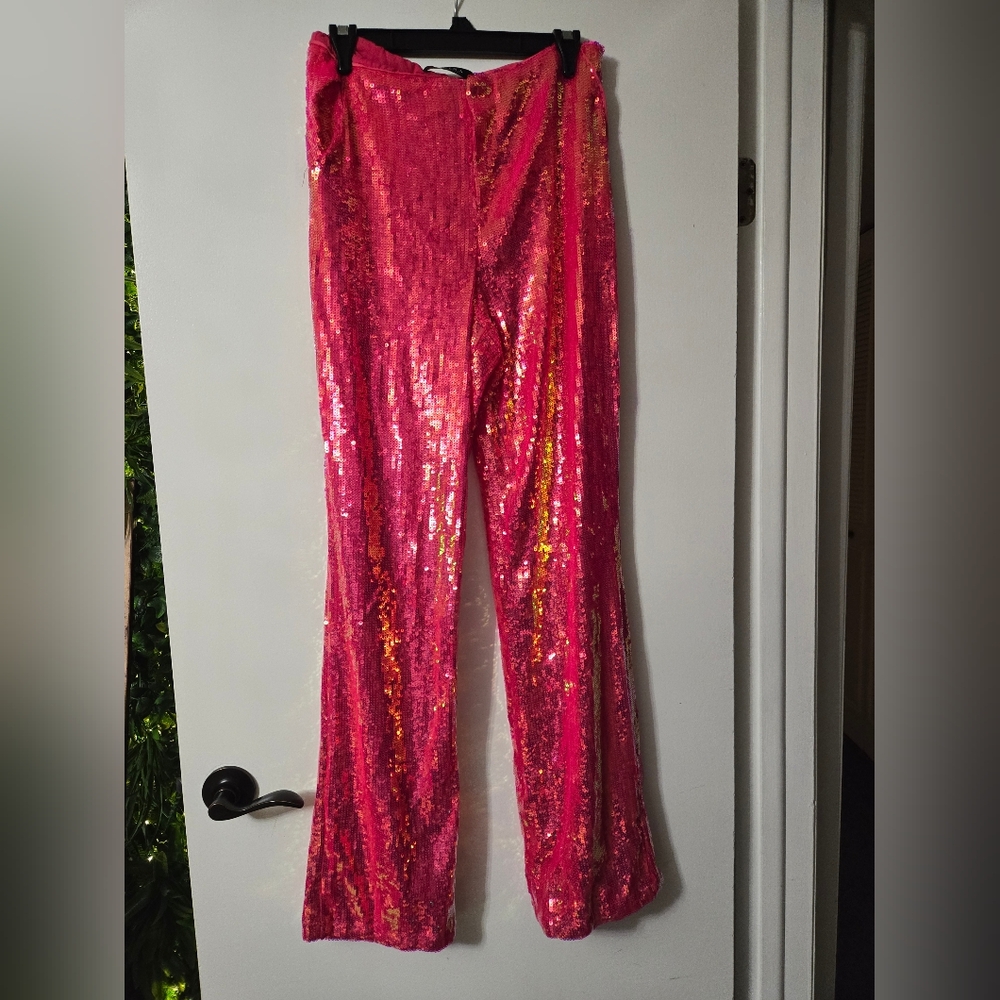 AKIRA Radiant Pink Sequin Pants